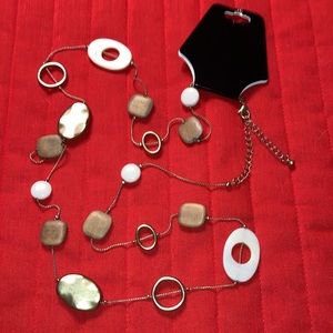 NWT Neck. with mop shell oval cutouts, sq. beads, gt circles and oval beads  $10